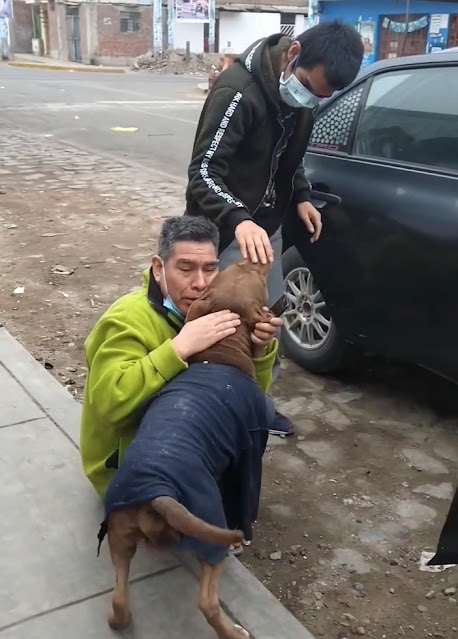 Man cries when he sees his dog missing 