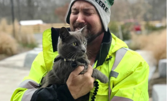 Boy reunion with his lost cat